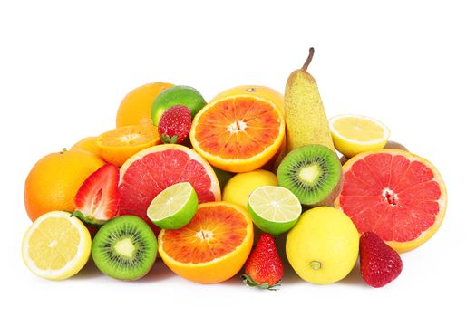 fresh fruit on white background