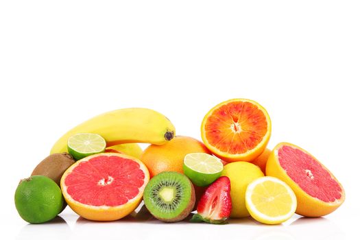 fresh fruit on white background