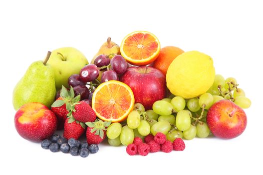 fresh fruit on white background
