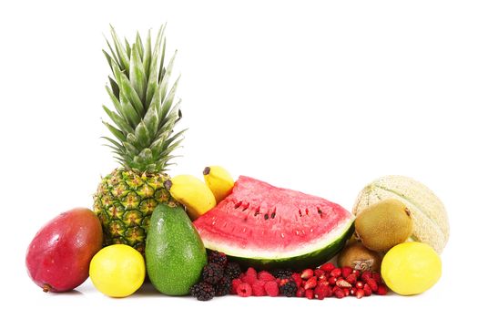 fresh fruit on white background