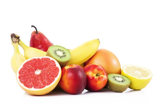 fresh fruit on white background