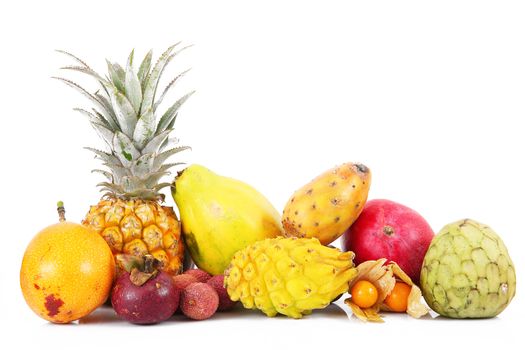 fresh fruit on white background