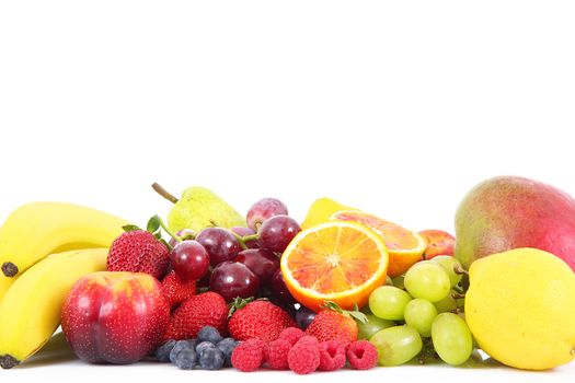 fresh fruit on white background