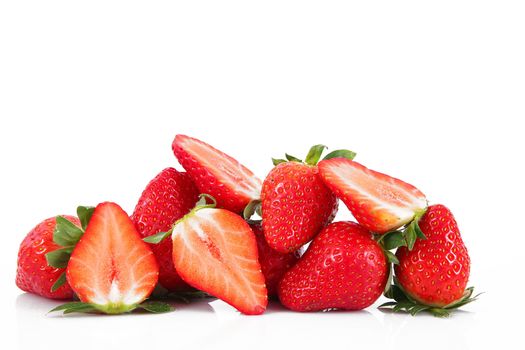 fresh strawberries on white background