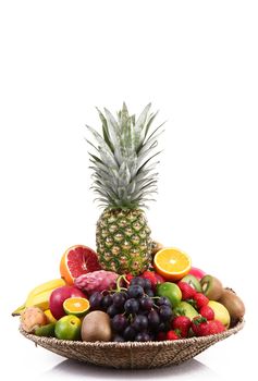 fresh fruit on white background