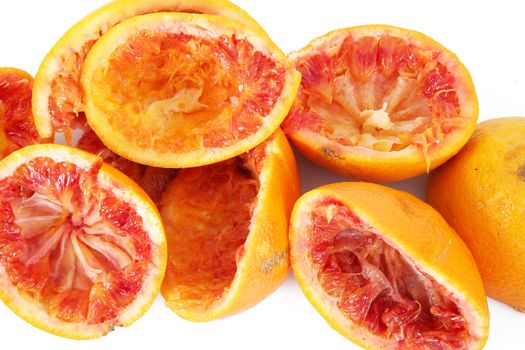 crushed orange on white background