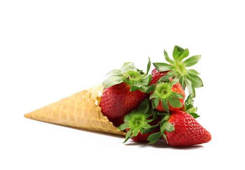 fresh strawberries like ice cream on white background