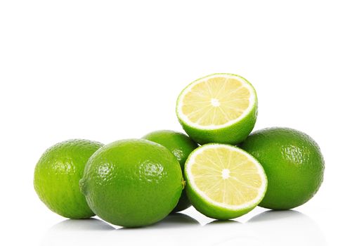fresh lime on white background