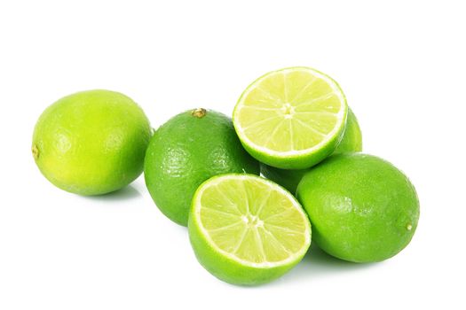 fresh lime on white background