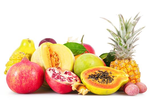 fresh fruit on white background