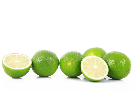 fresh lime on white background