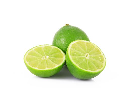 fresh lime on white background