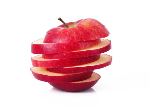 fresh slices apple on white background
