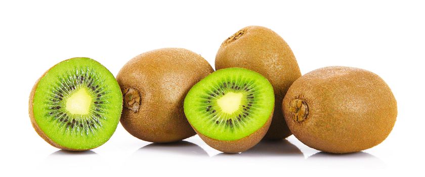 fresh kiwi on white background