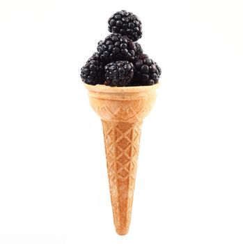 fresh blackberries like ice cream on white background