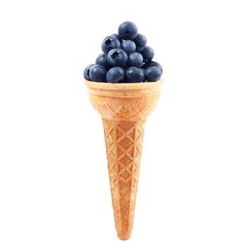 fresh blueberries like ice cream on white background