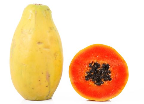fresh papaya on white background