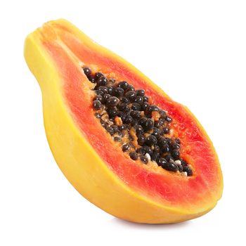 fresh papaya on white background