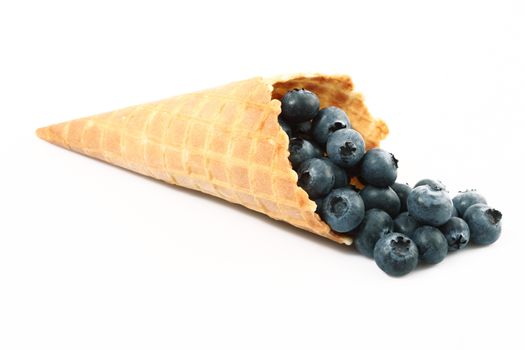 fresh blueberries like ice cream on white background