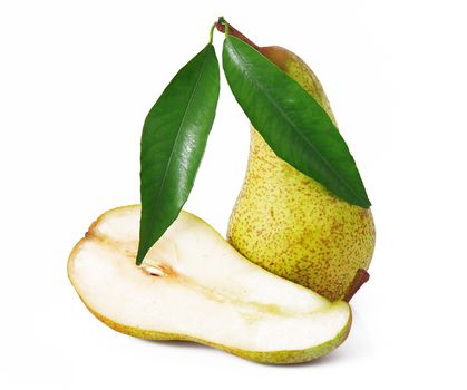 fresh pears on white background