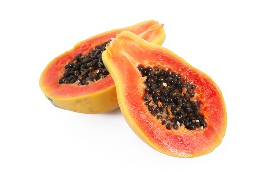 fresh papaya on white background