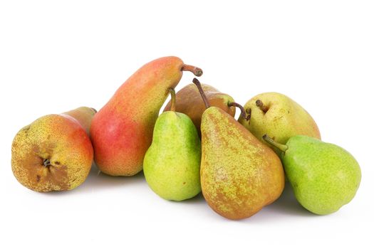 fresh pears on white background