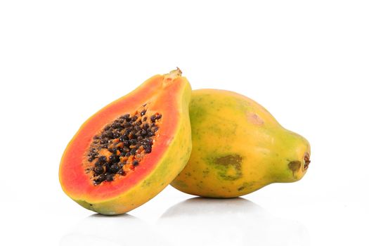 fresh papaya on white background