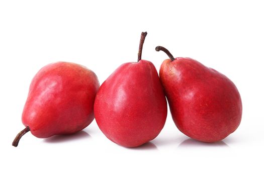 fresh red pears on white background