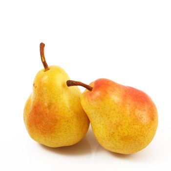 fresh pears on white background