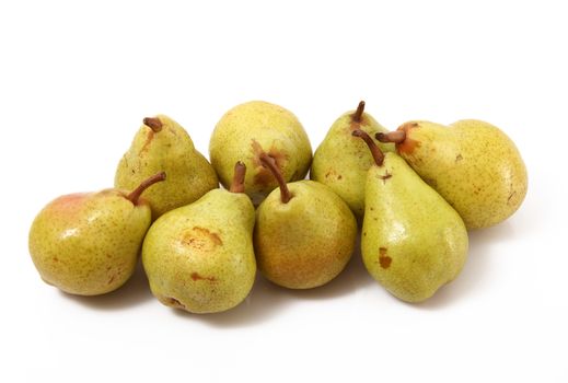 fresh pears on white background