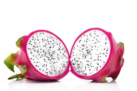 fresh red pitaya on white background
