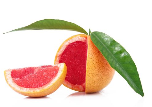 fresh grapefruit on white background