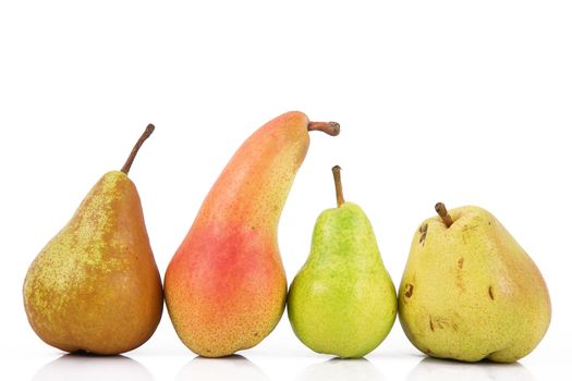 fresh pears on white background