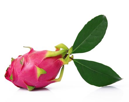 fresh red pitaya on white background