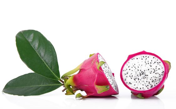 fresh red pitaya on white background