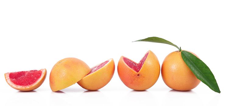 fresh grapefruit on white background