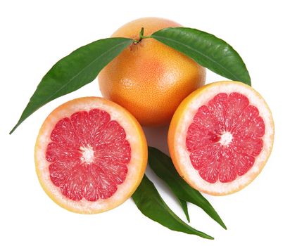 fresh grapefruit on white background