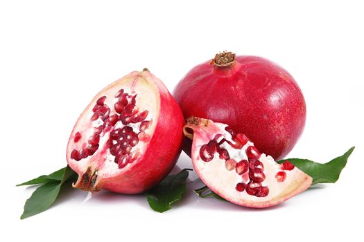 fresh pomegranate on white background