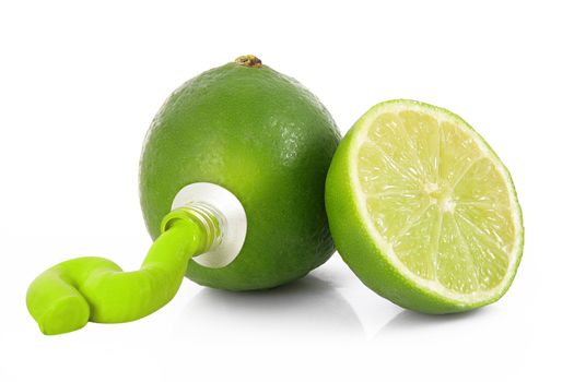 lime like a tube of paint on white background