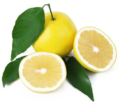 fresh grapefruit on white background