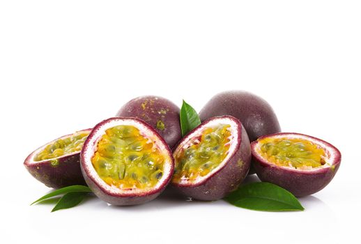 fresh passion fruit on white background