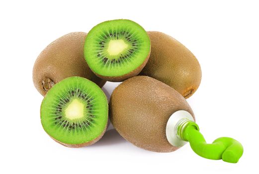 kiwi like a tube of paint on white background