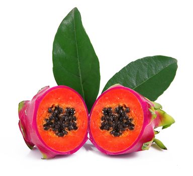 strange ibrid fruit dragon fruit-papaya