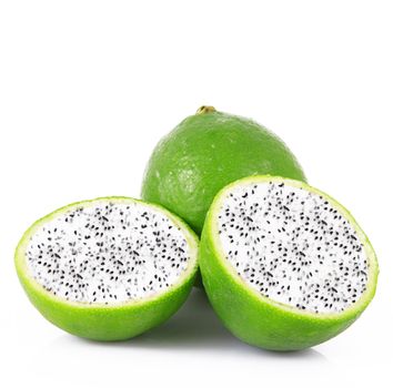 strange ibrid fruit lime-dragon fruit