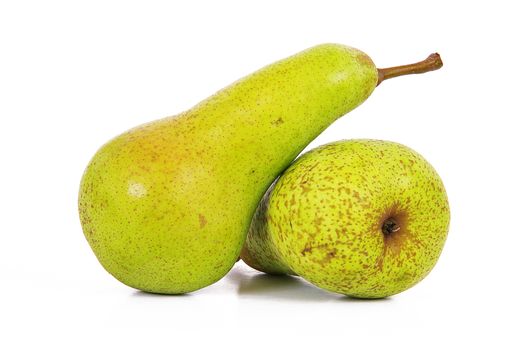 fresh pears on white background
