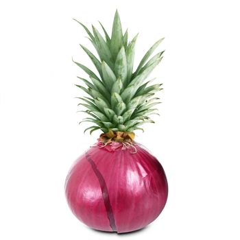 strange ibrid vegetable fruit pineapple-onion