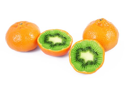 strange ibrid fruit tangerine-kiwi