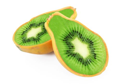 strange ibrid fruit papaya-kiwi