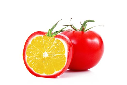strange ibrid vegetable fruit lemon-tomato