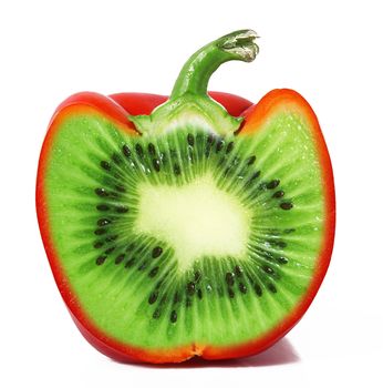 strange ibrid vegetable fruit pepper-kiwi